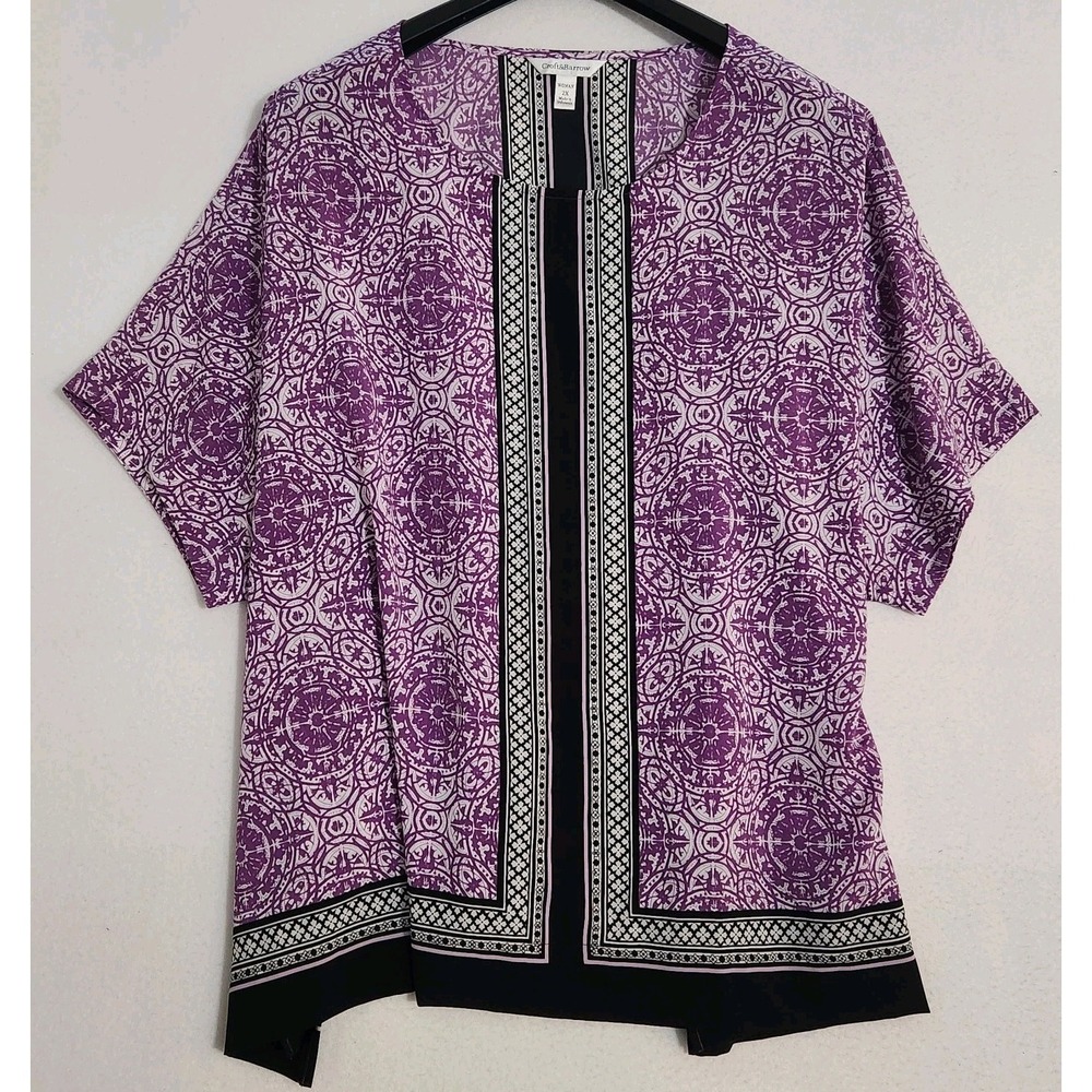 Croft & Barrow Geomettic Bell Sleeve Blouse Women's Size 2X Purple Boho